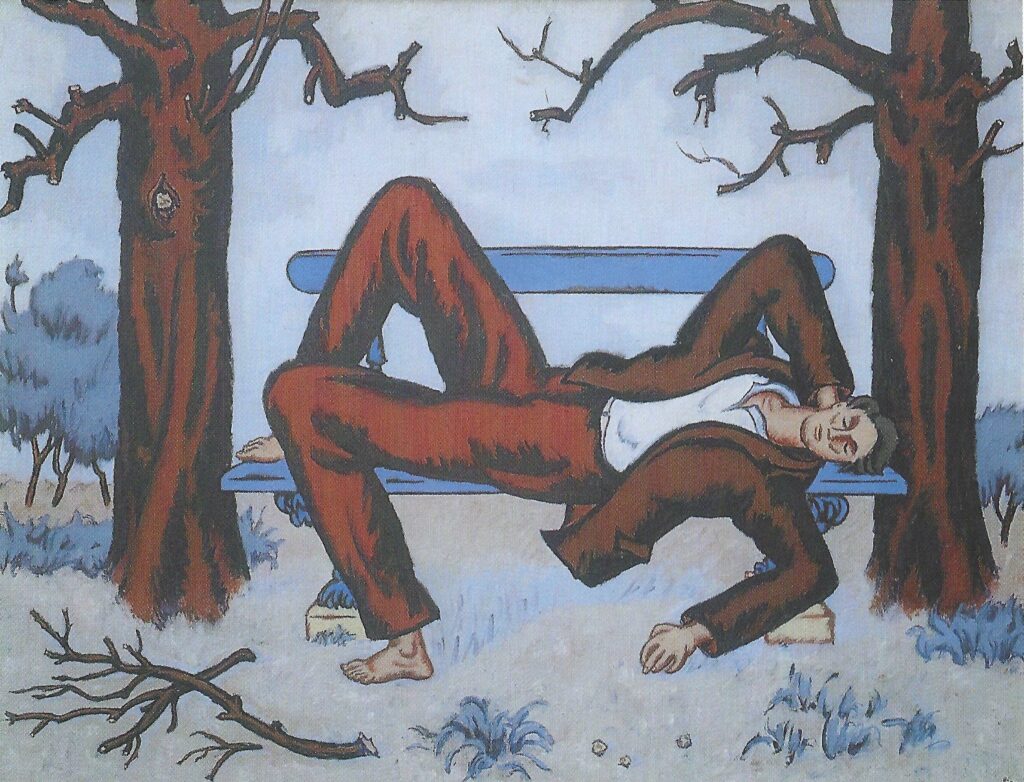 L&rsquo;homme couché sur un banc